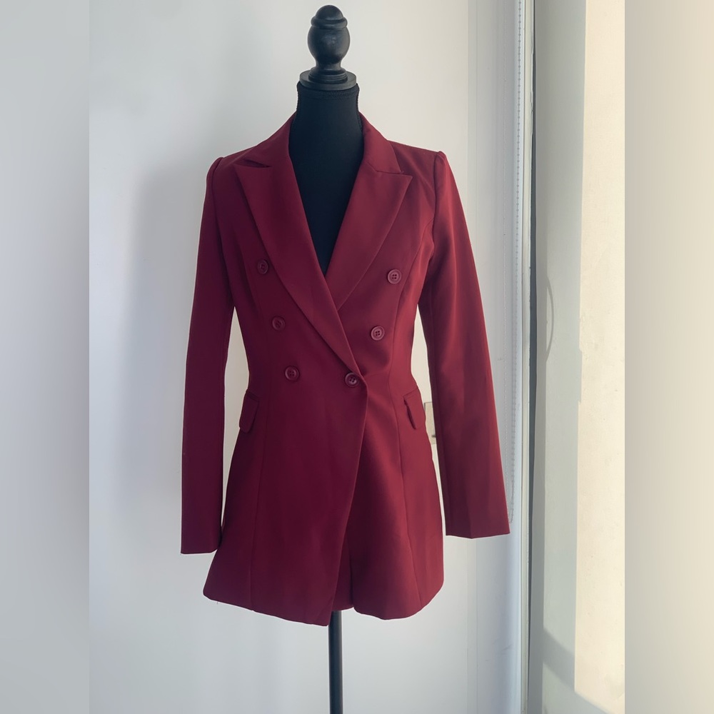 Wine Colour Blazer Playsuit